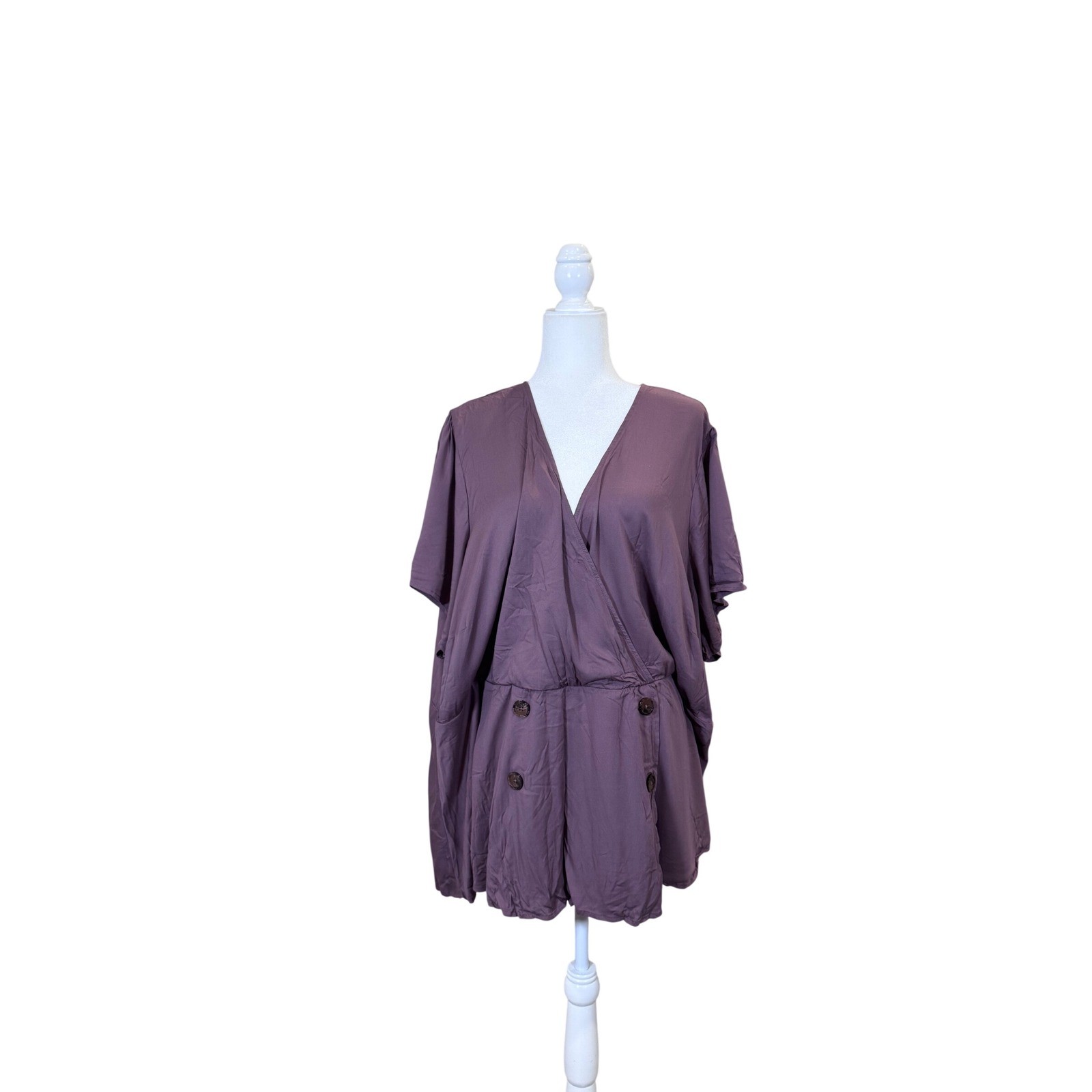 Torrid Surplice Button Elastic Waist Top Purple