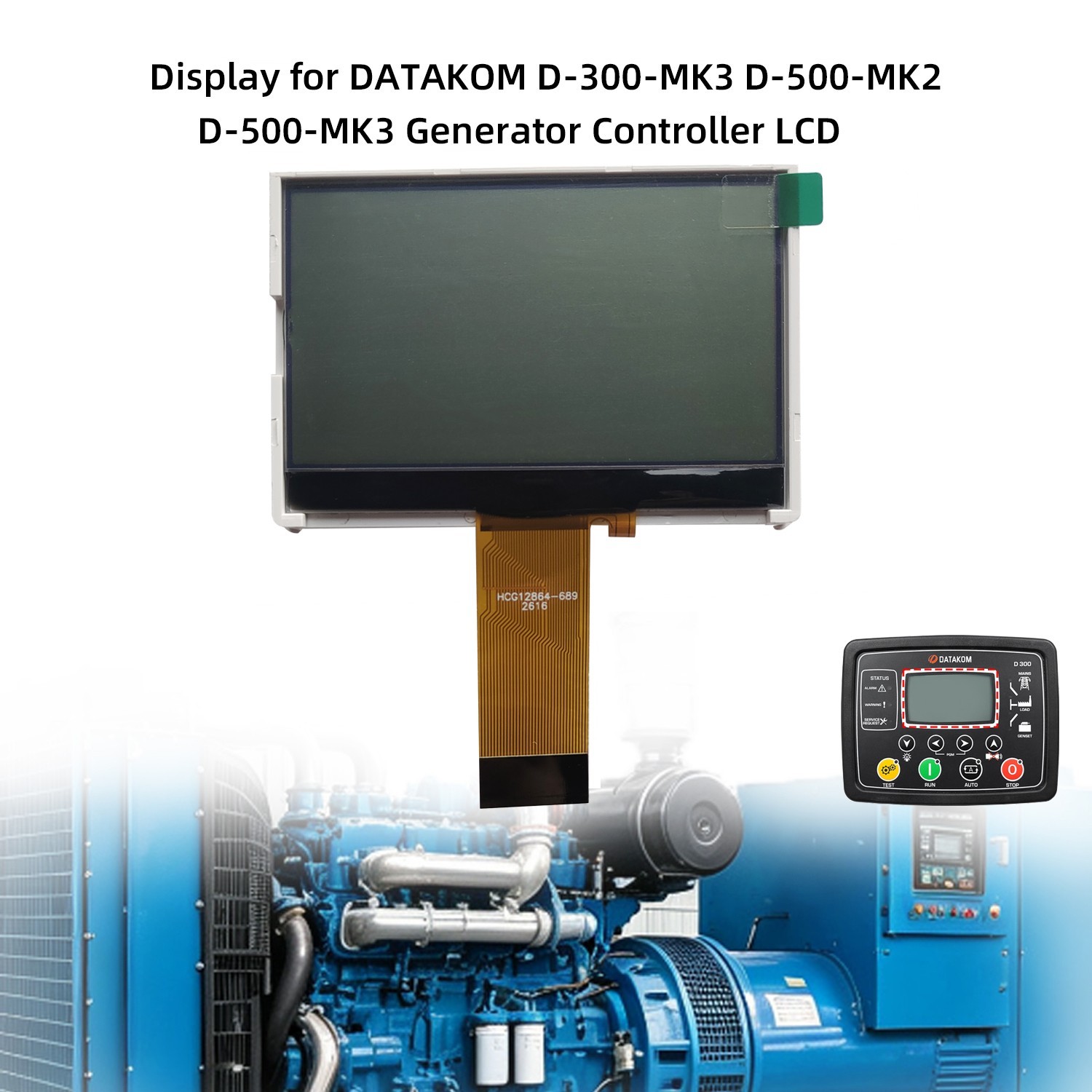 LCD DISPLAY REPLACEMENT FOR DATAKOM D-500-MK3 D-300-MK3 Generator Controller