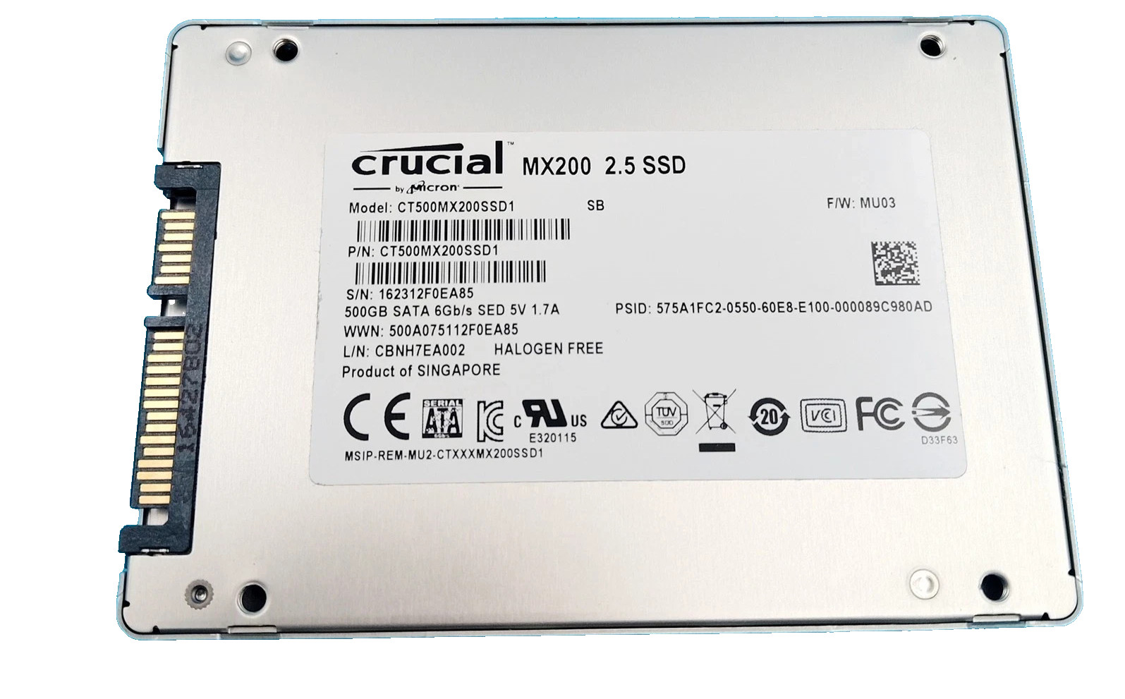 CT500MX200SSD1 CRUCIAL MX200 500GB 6G 2.5 CT500MX200SSD1 CRUCIAL MX200 500GB 6G 2.5