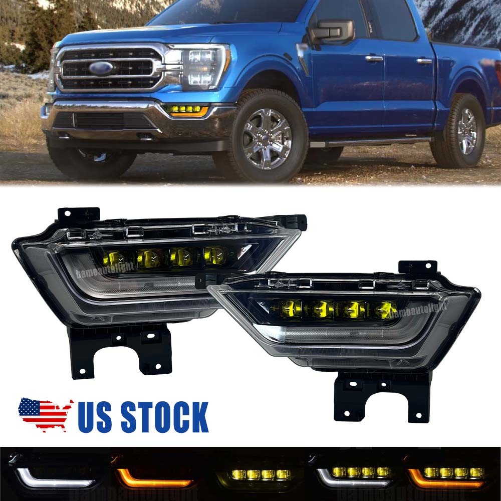 For Ford F150 F-150 2021-2023 Yellow Projector LED Bumper Fog Lights Assembly For Ford F150 F-150 2021-2023 Yellow Projector LED Bumper Fog Lights Assembly