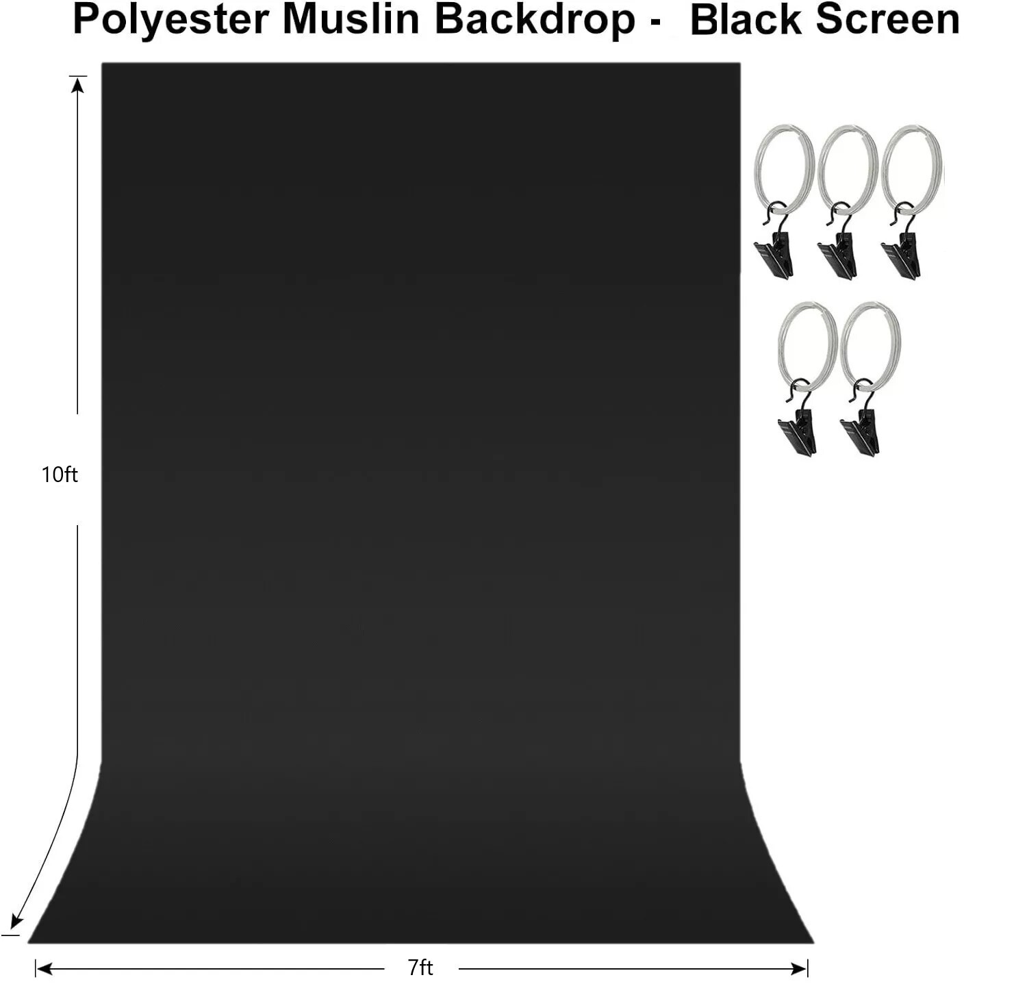 10x7 Black Screen Muslin Backdrop Muslin & 5 Clamps For Photo Backdrop Stand 10x7 Black Screen Muslin Backdrop Muslin & 5 Clamps For Photo Backdrop Stand