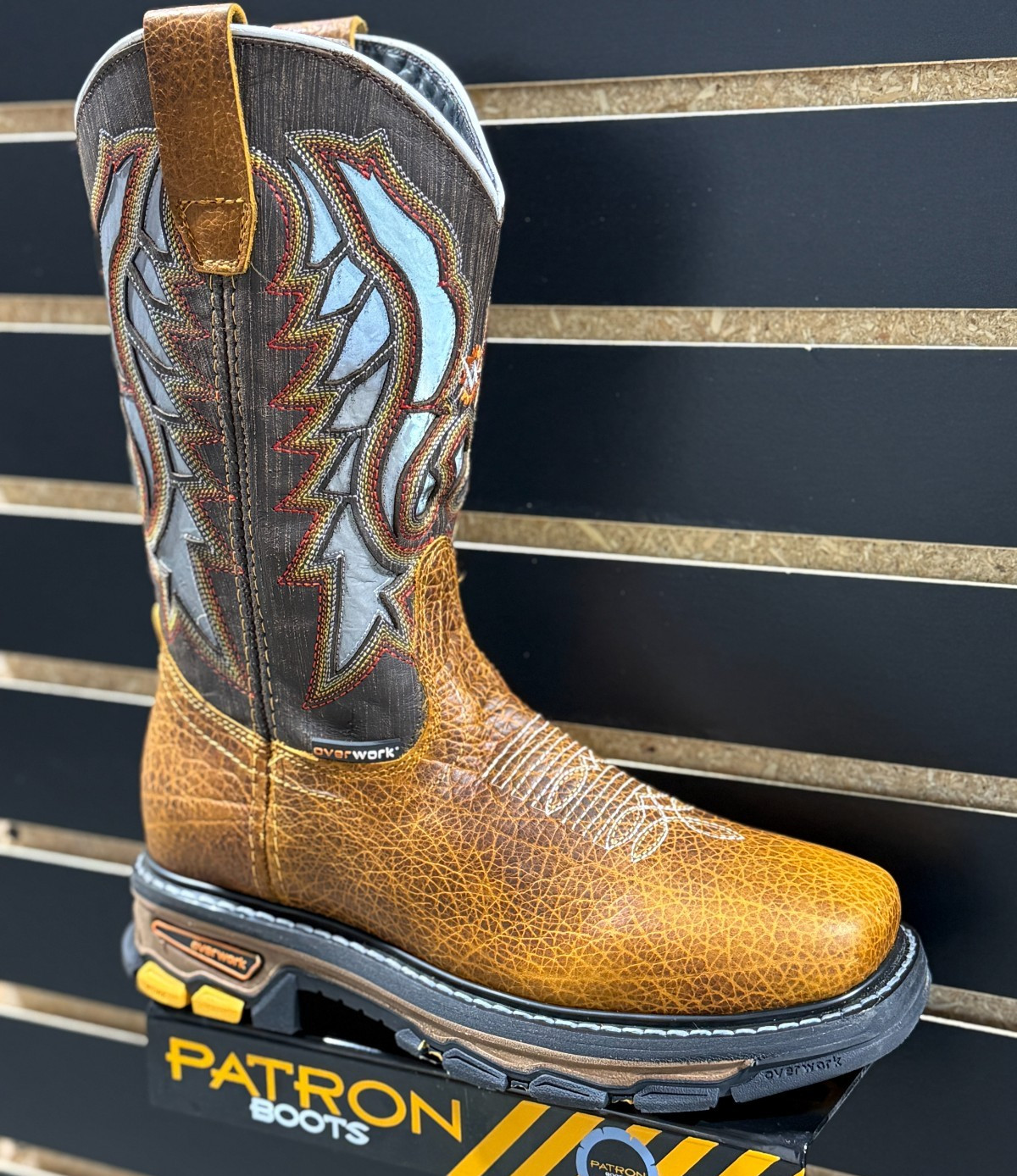 MEN\'S SOFT TOE WORK BOOTS WITH SQUARE WESTERN RANCH HEAVY DUTY BOTA SHOULDER