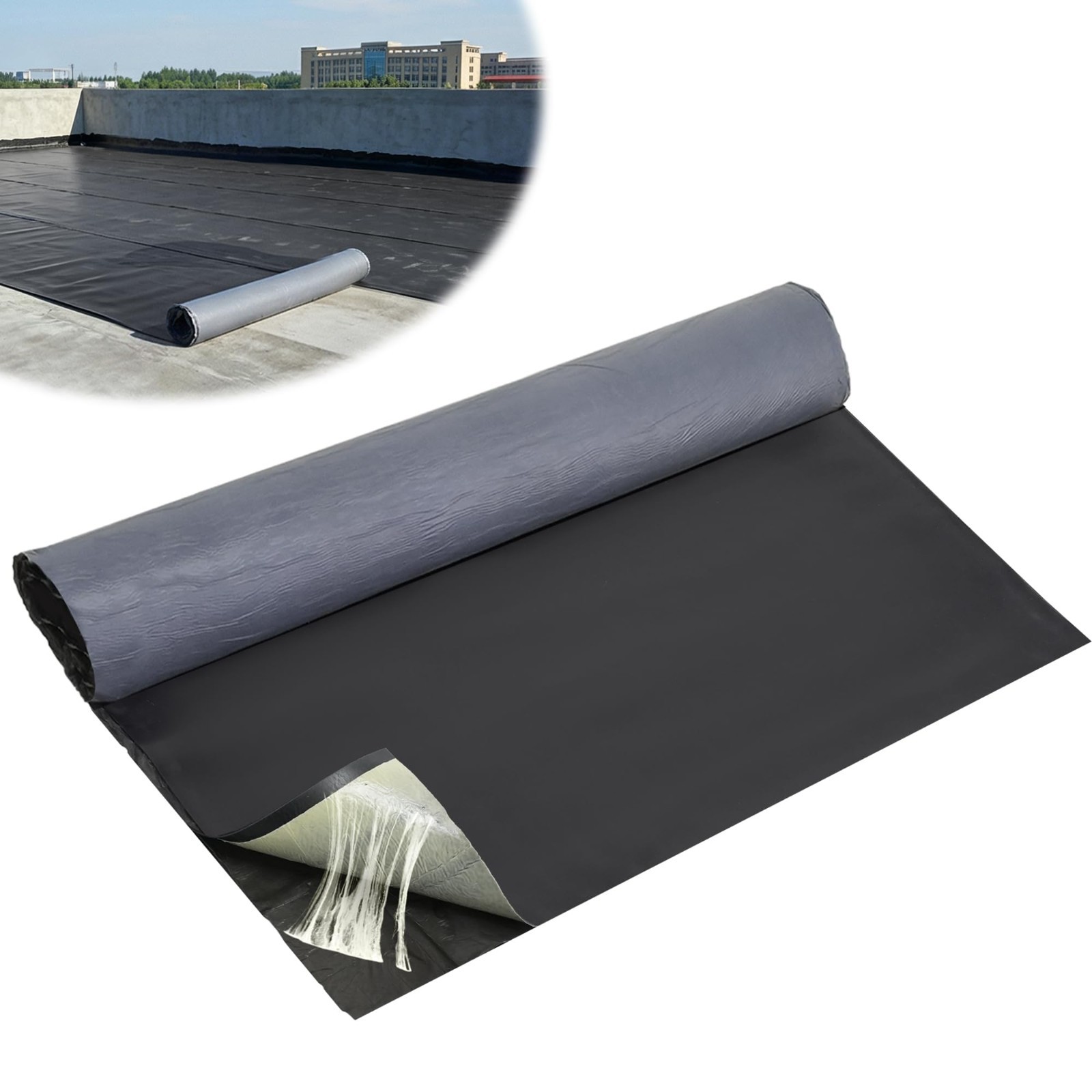 50 Mil EPDM Rubber Roofing Materials Roll 39 in x 16.4 ft Self-Adhesive Waterpro