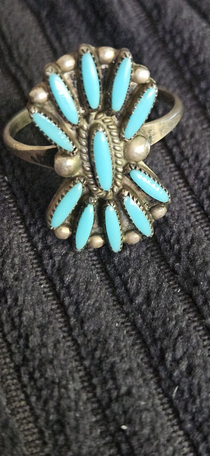 Vintage Zuni Petit Point Turquoise Cluster Ring Vintage Zuni Petit Point Turquoise Cluster Ring