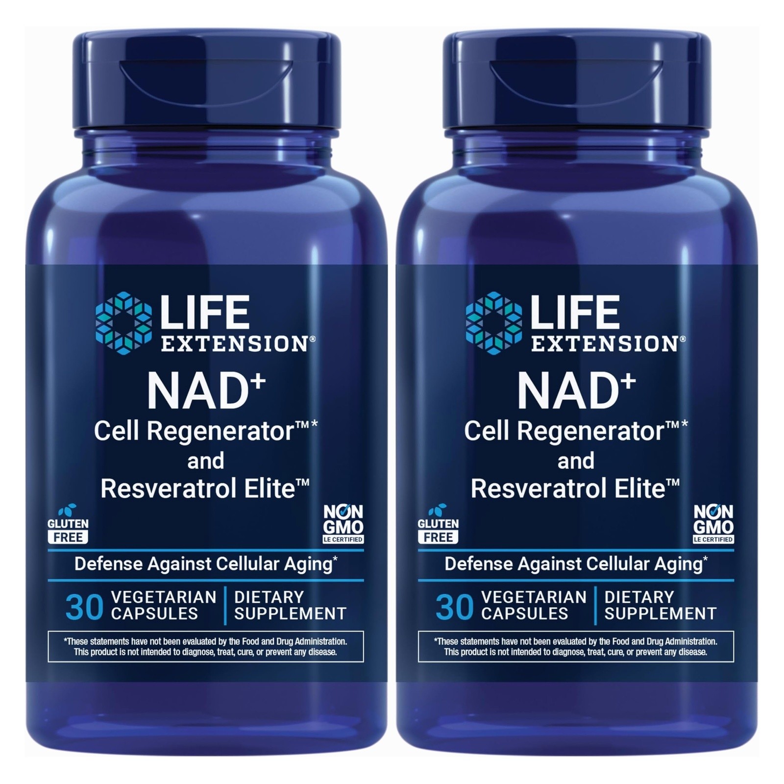 Life Extension NAD+ Cell Regenerator and Resveratrol Elite, 30 Caps - 2 Pack