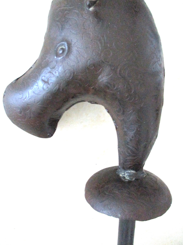 ANTIQUE MACE INTRICATE ENGRAVING ON BOTH SIDES .