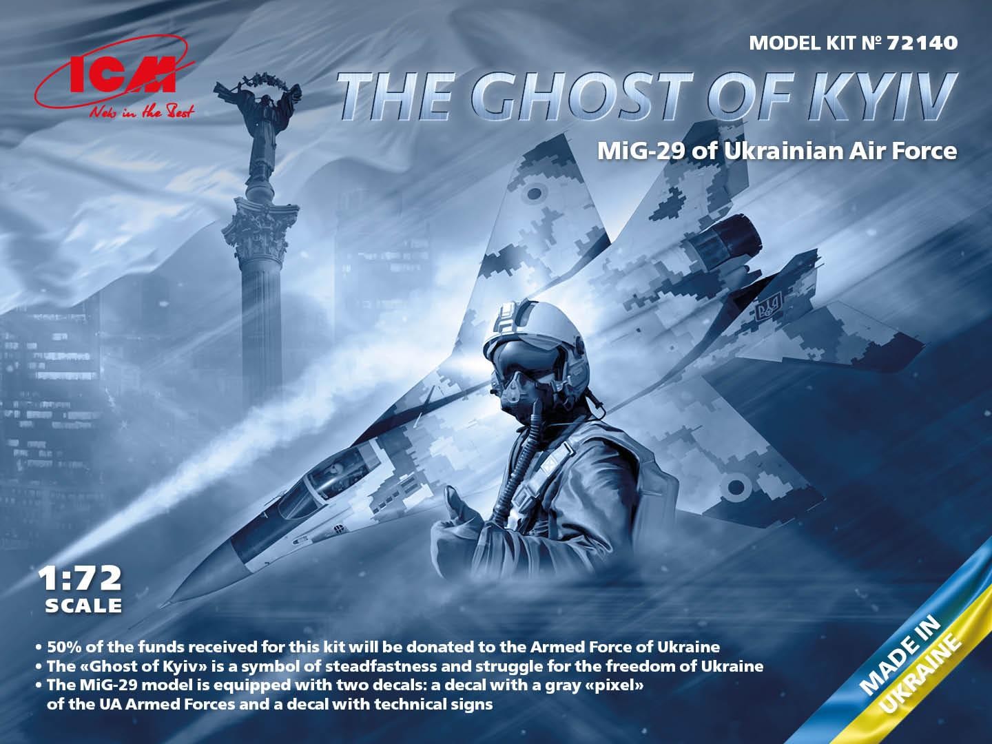 1:72 ICM KIT The Ghost Of Kyiv Mig-29 Ukraina Air For. ICM72140 MMC