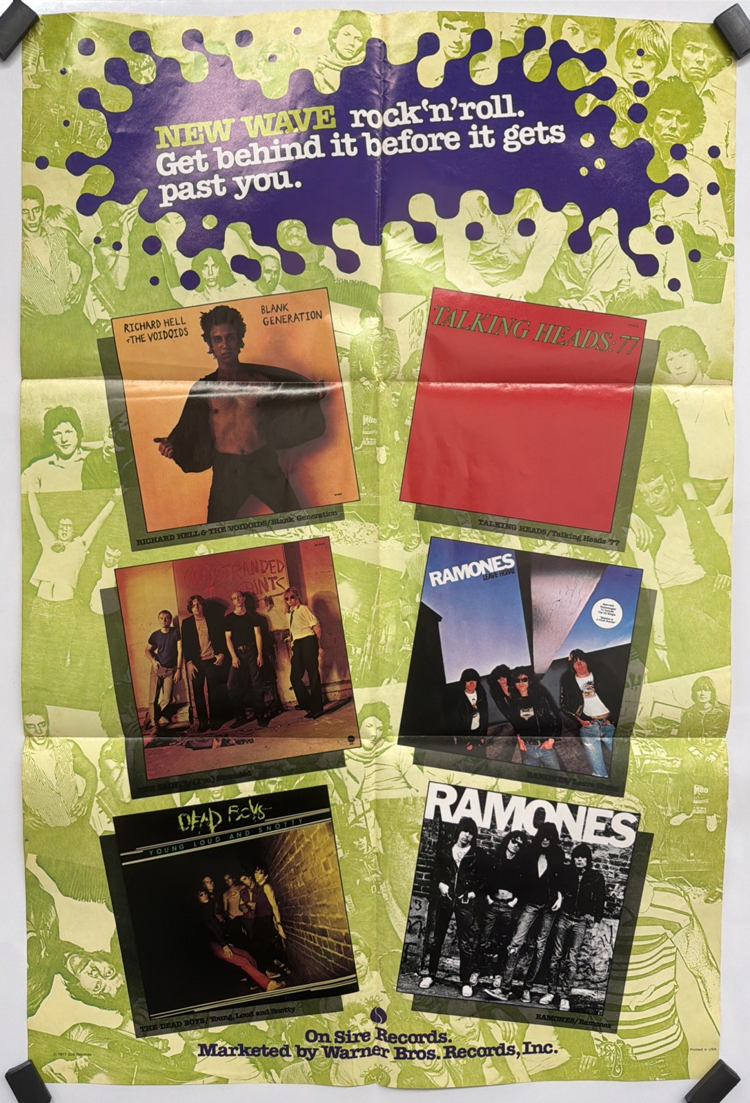 Vintage 1977 Sire Records New Wave Promo Poster Ramones Talking Heads Dead Boys