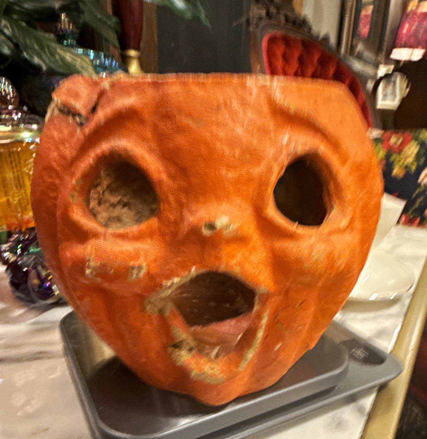 Vintage 1940s Paper Mache Halloween Jack O Lantern Pulp Bucket Vintage 1940s Paper Mache Halloween Jack O Lantern Pulp Bucket