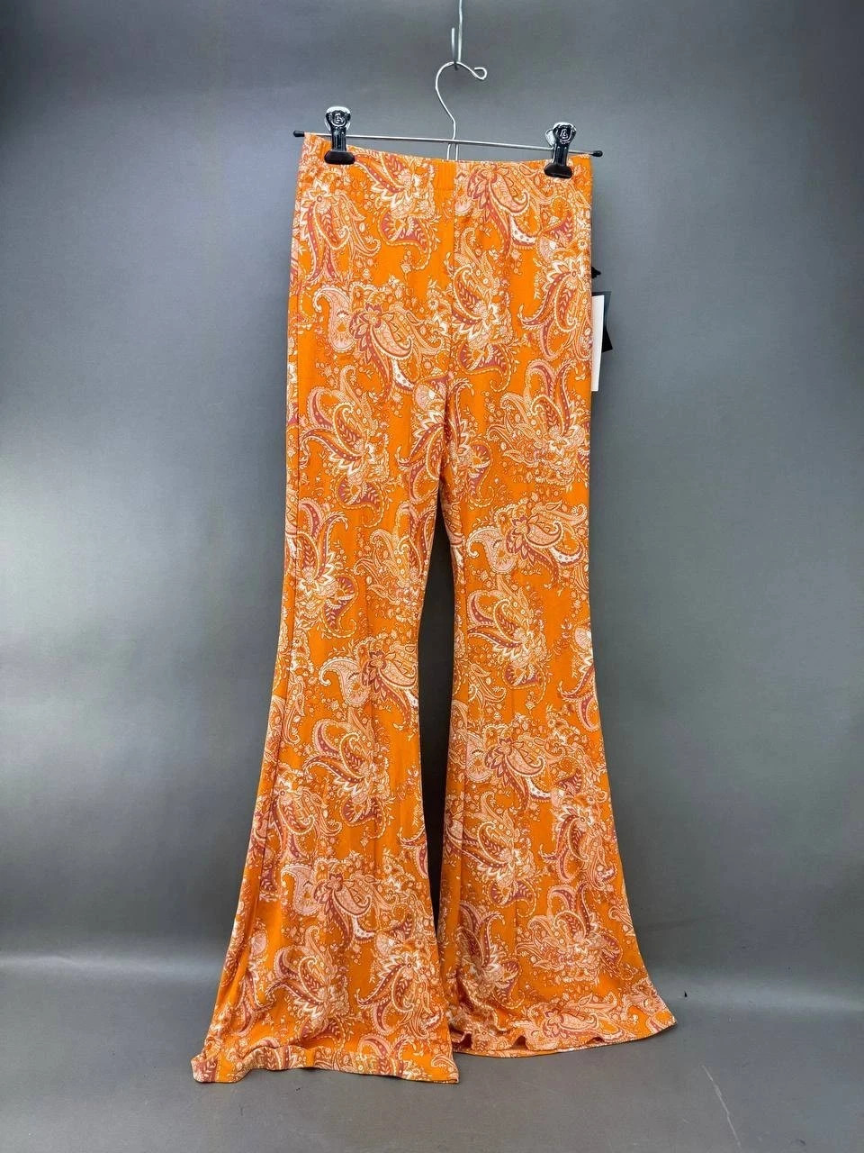 Forever 21 Womens Orange Floral Print Knit Flare Jordyn Pants Size S Forever 21 Womens Orange Floral Print Knit Flare Jordyn Pants Size S