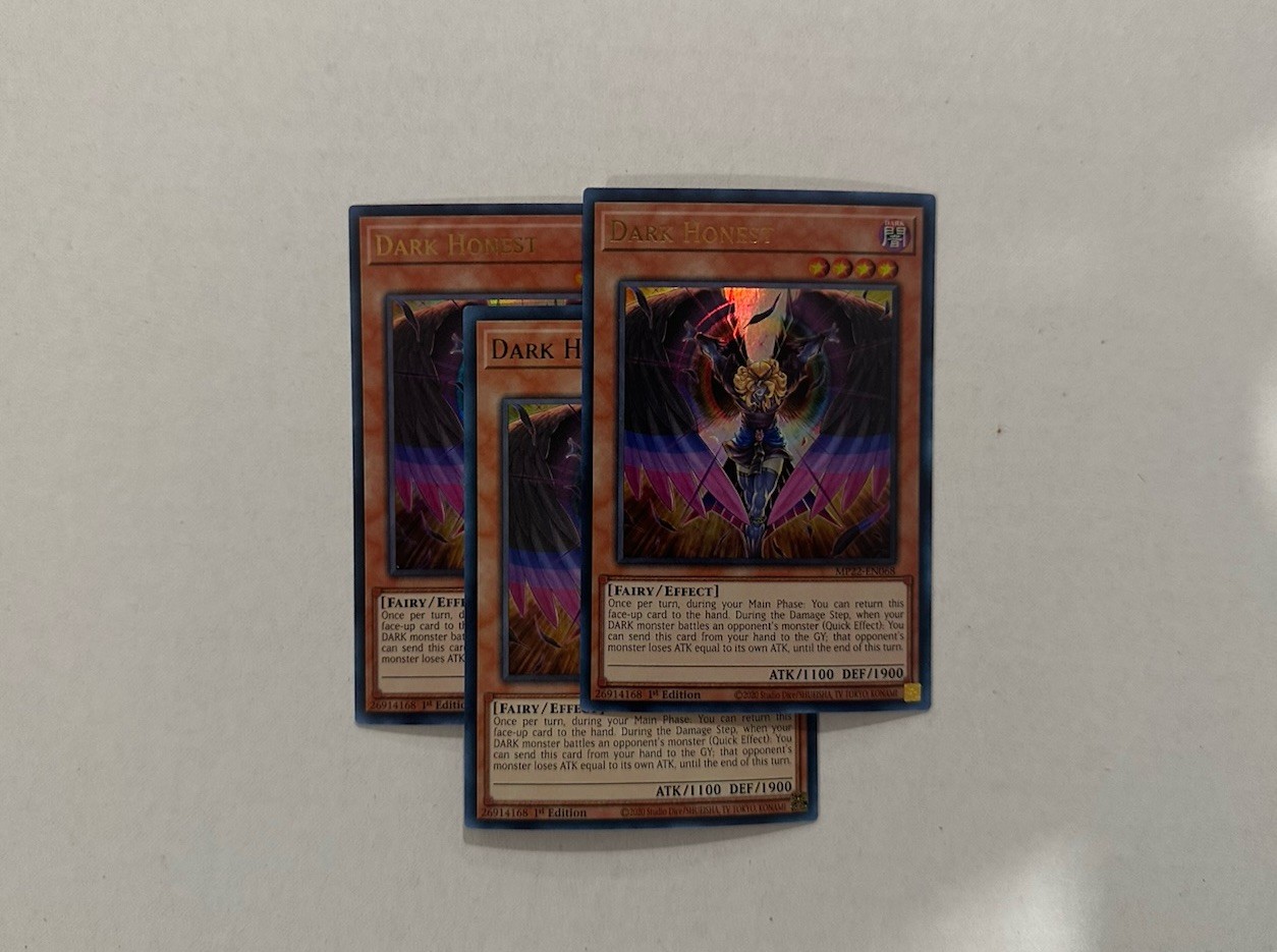 Yugioh 3x Dark Honest Ultra Rare MP22-EN068 1st NM PLAYSET Yugioh 3x Dark Honest Ultra Rare MP22-EN068 1st NM PLAYSET