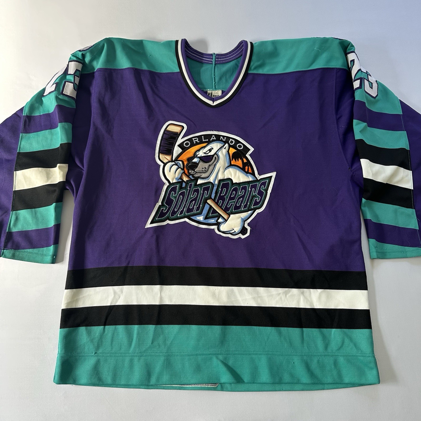 Vintage Orlando Solar Bears Barry Dreger #23 Bauer Pro IHL Hockey Jersey 52