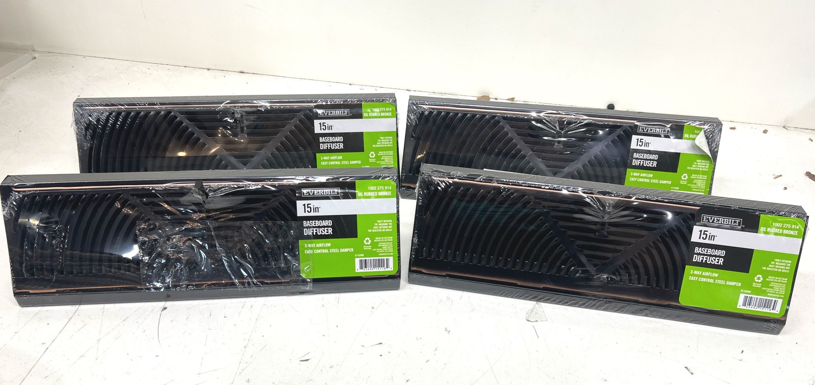 4PK Everbilt 15 in. 3-Way Steel Baseboard Diffuser Supply in Oil Rubbed Bronze