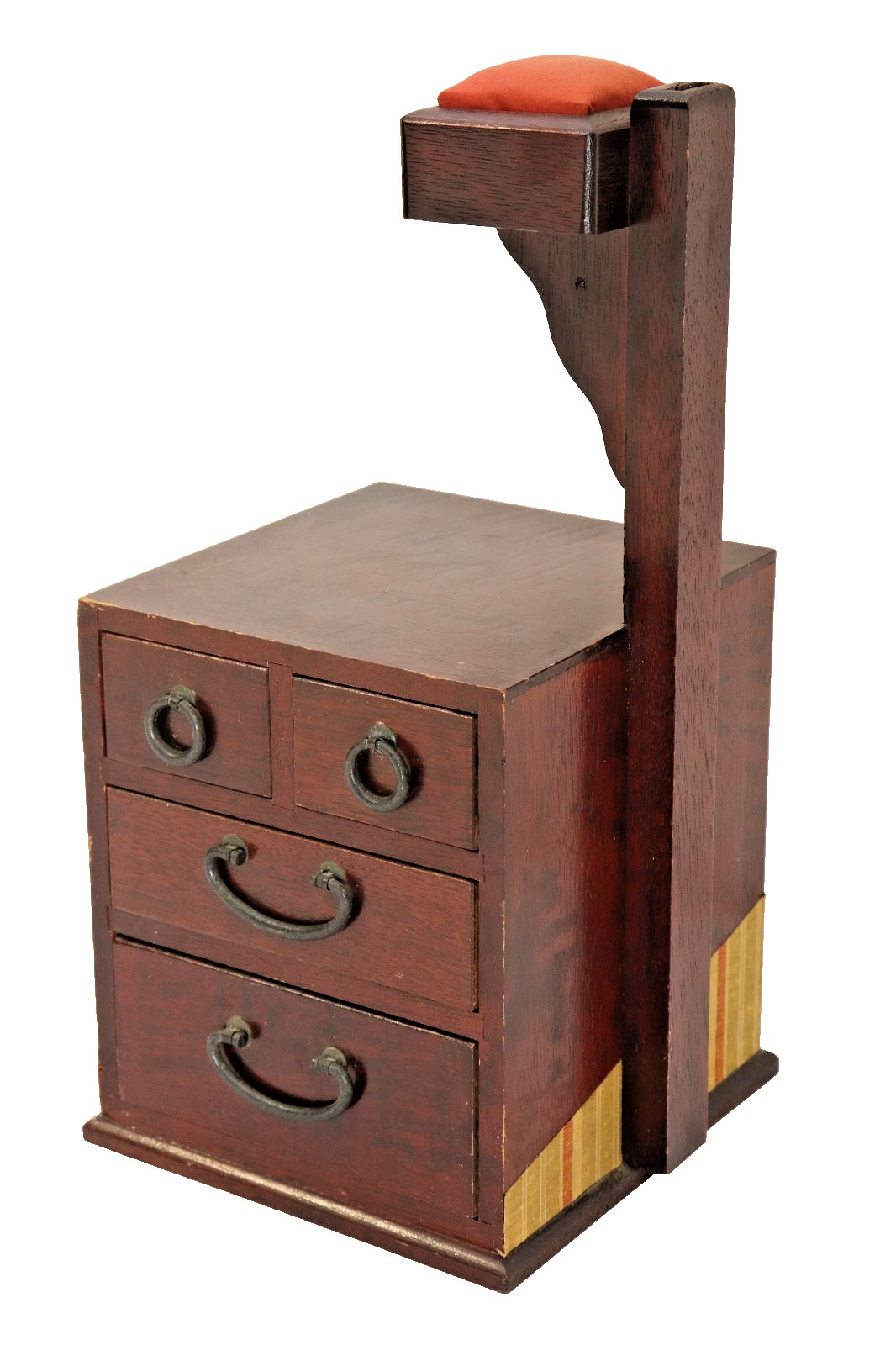 Vintage Japanese Wooden Sewing Box Tansu Pin Cushion Secret Drawers Showa