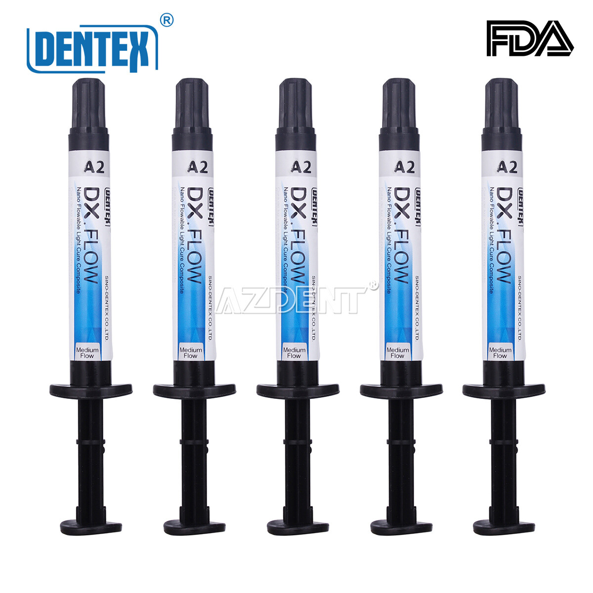 USA 5X DENTEX Dental Flowable Light Cure Composite Resin Medium Flow A2 Shade