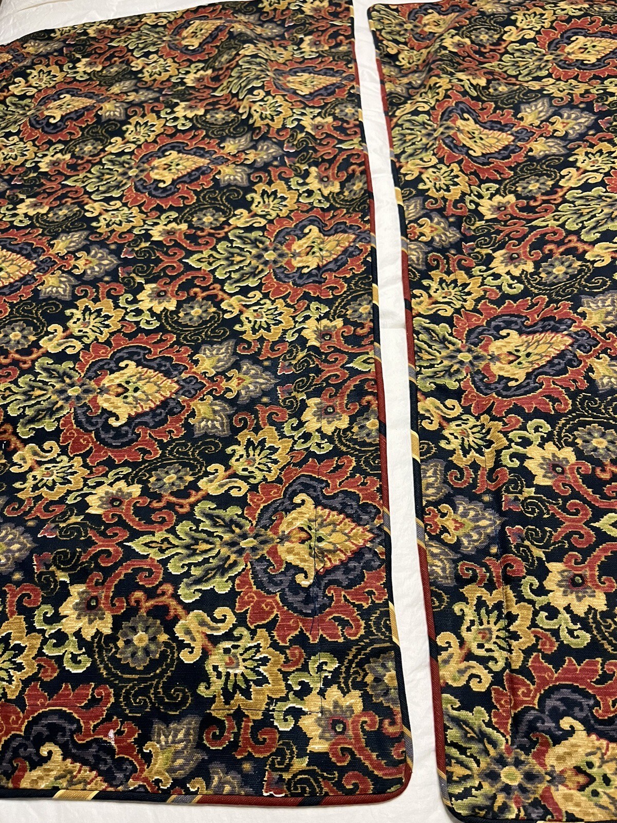 Waverly Shams KING Paisley Magic Carpet Red Blue Yellow Reversible Vintage PAIR