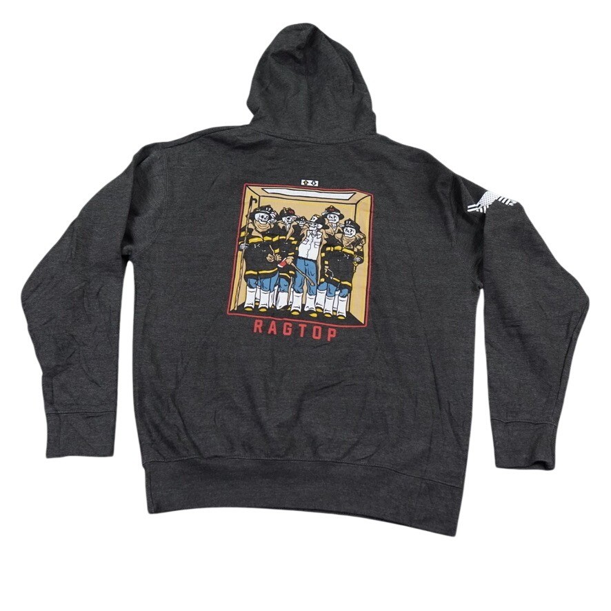 Ragtop Fire New Haven Hoodie Men Large Charcoal High Rise Gig Skeleton Graphic