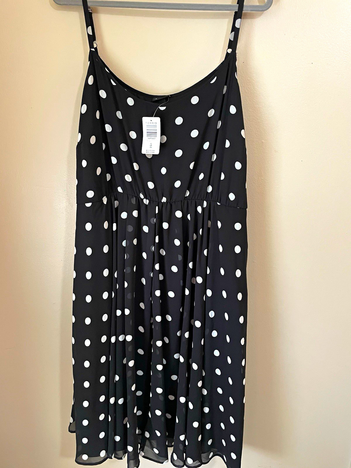 Torrid Plus Size 4 4X 26 Black White Polka Dot Chiffon Midi Dress Strappy Torrid Plus Size 4 4X 26 Black White Polka Dot Chiffon Midi Dress Strappy