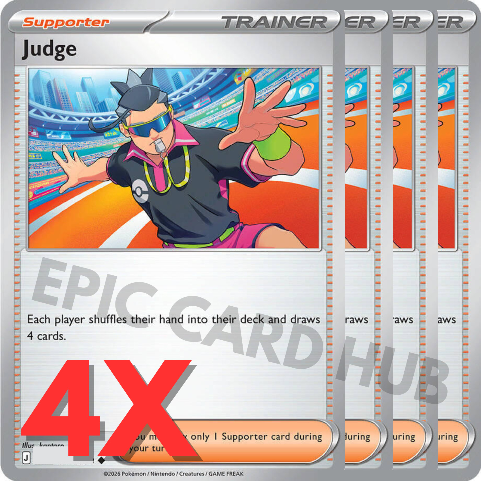 4x Judge x4 - ME03: Perfect Order 076/088 - Uncommon - Pokemon TCG Playset 4x Judge x4 - ME03: Perfect Order 076/088 - Uncommon - Pokemon TCG Playset