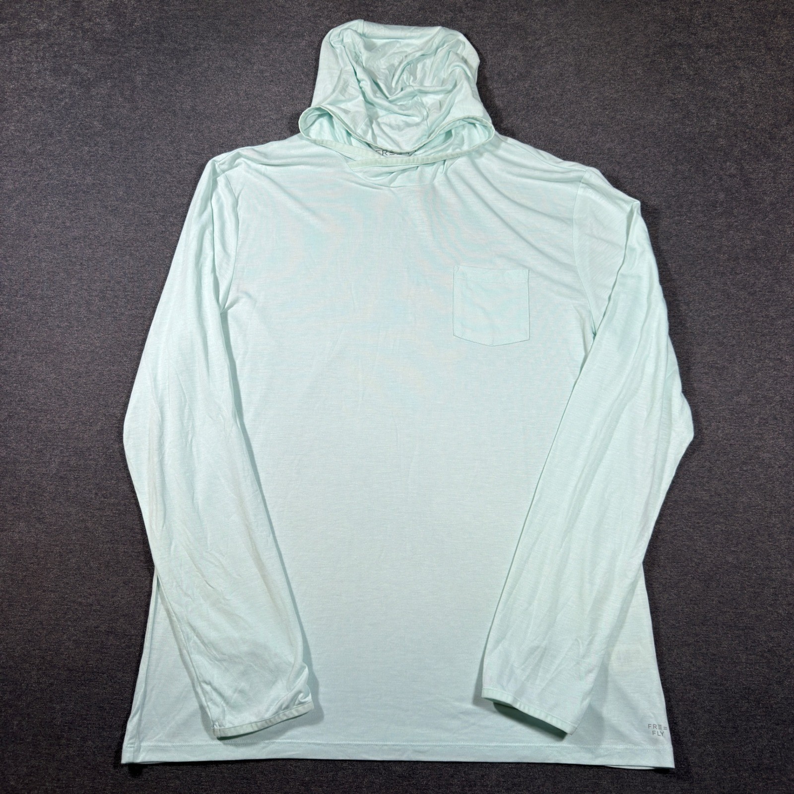Free Fly Hoodie Mens XL Light Blue Bamboo Blend Sun Shirt Long Sleeve Pocket Free Fly Hoodie Mens XL Light Blue Bamboo Blend Sun Shirt Long Sleeve Pocket