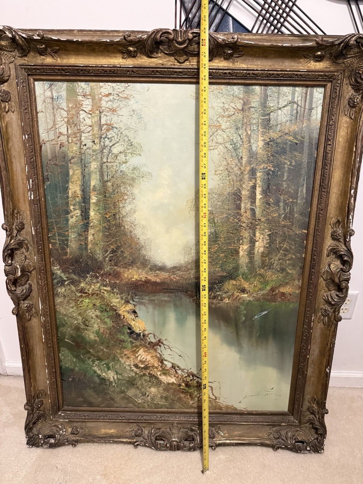 Antique Oil Painting Carved Frame