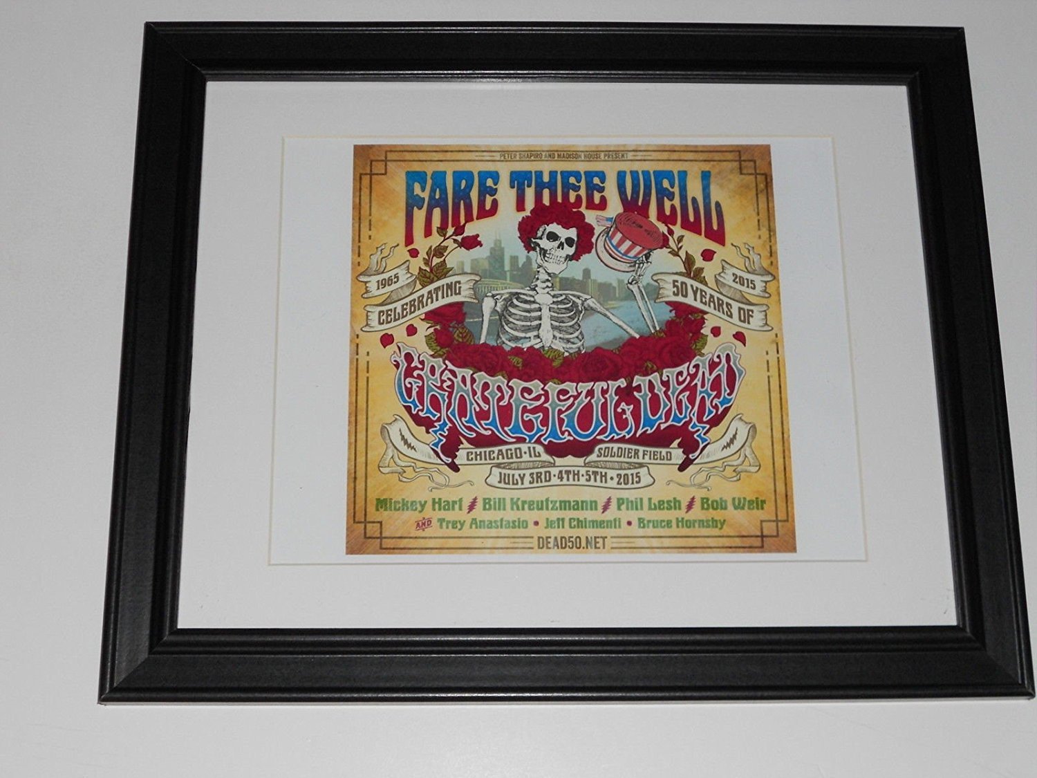 Grateful Dead 50th Anniversary Chicago IL 1965-2015 Poster Framed Print 14\