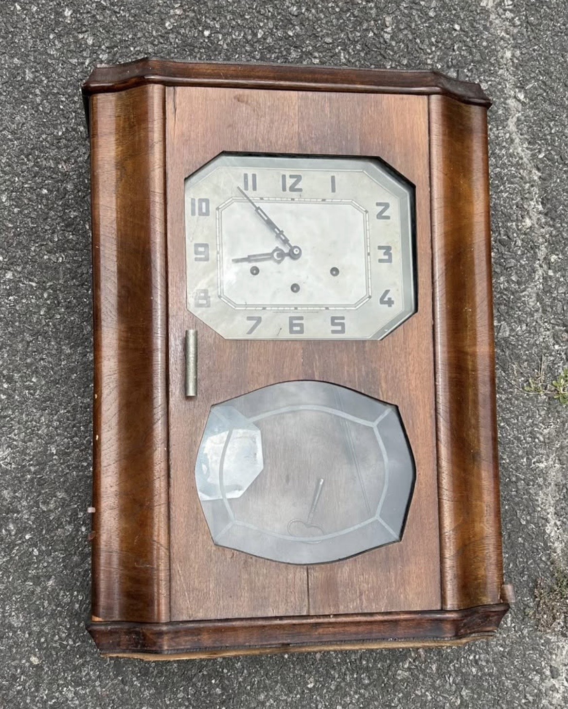Antique French Art Deco Walnut Art Clock-Westminster Chime