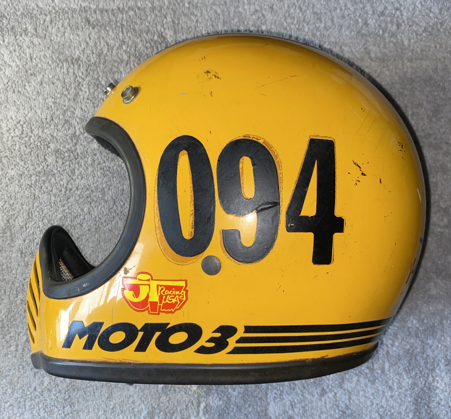 Vintage 1975 BELL MOTO III 3 Motocross motorcycle Yellow Helmet size 7-3/8” Vintage 1975 BELL MOTO III 3 Motocross motorcycle Yellow Helmet size 7-3/8”