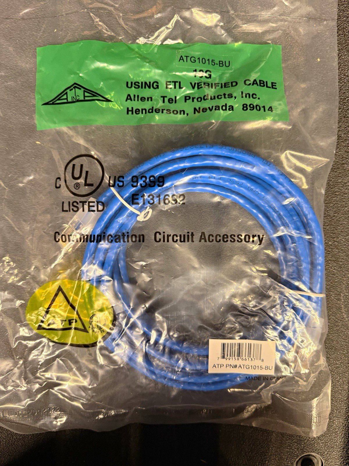 Allen Tel LOT OF 60pcs. ATG1015-BU Communication Circuit Cable 15ft Blue