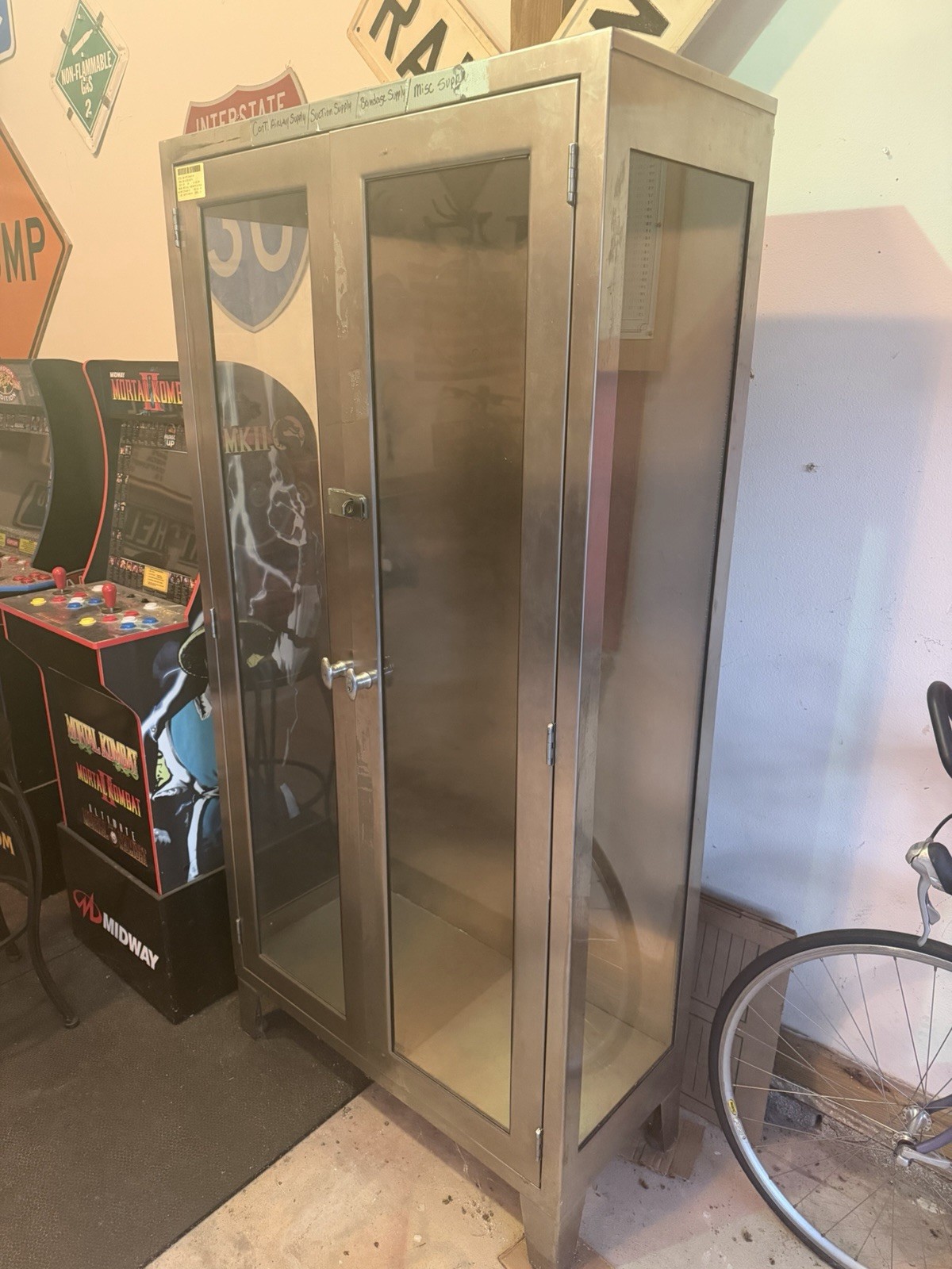 Vintage Mid-Century Hospital /Medical Cabinet - Steel and Glass