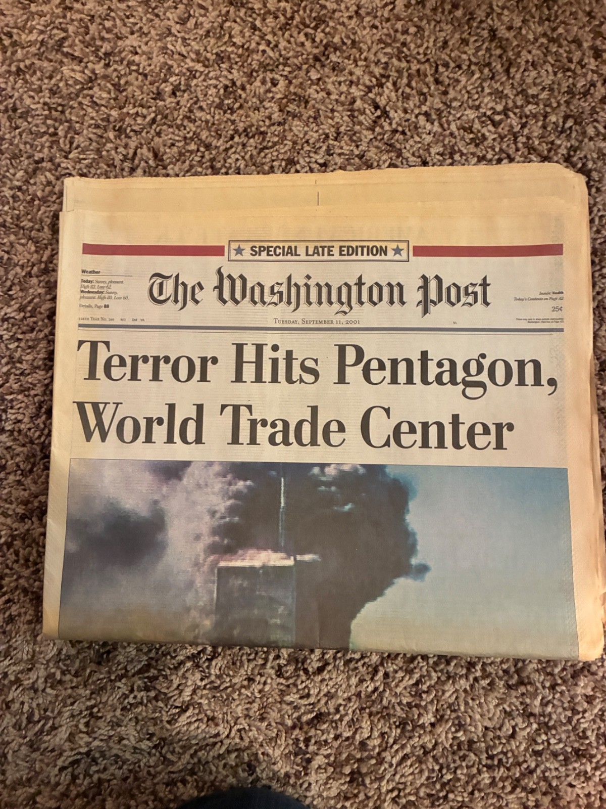 Washington Post Newspaper 9/11-Terror Hits \'SPECIAL LATE EDITION\ Washington Post Newspaper 9/11-Terror Hits \'SPECIAL LATE EDITION\