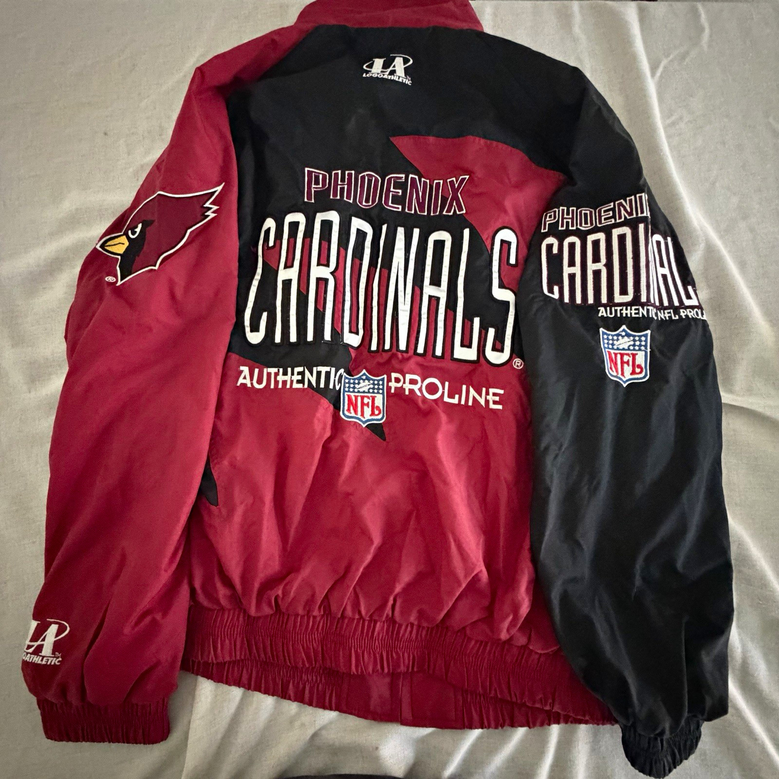 VINTAGE LOGO Athletic Phoenix Cardinals NFL Pro Line Full Zip Jacket 2XL Red