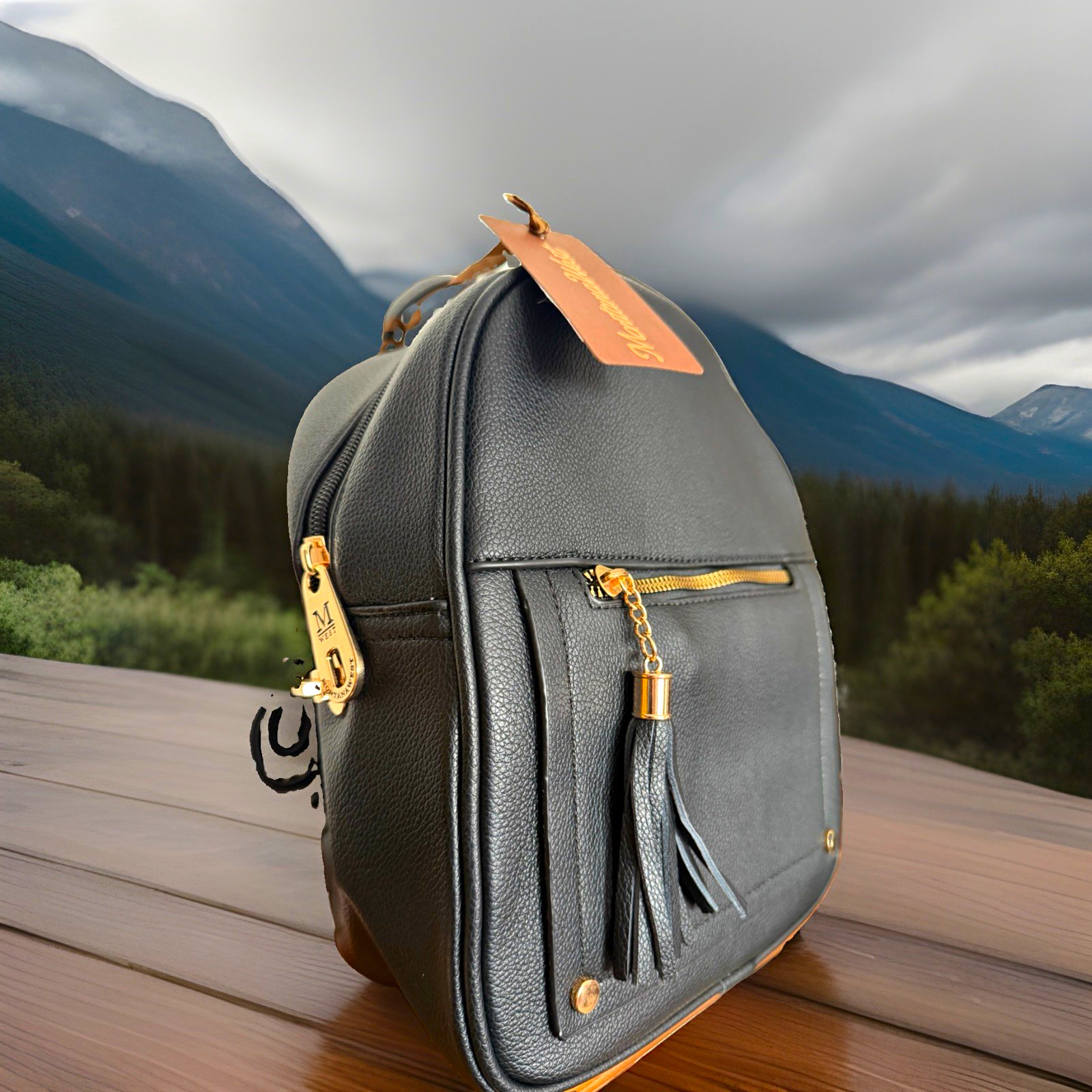 Montana West Black Backpack Purse Gold Zip Tassel Adjustable Strap CCWestern NEW Montana West Black Backpack Purse Gold Zip Tassel Adjustable Strap CCWestern NEW