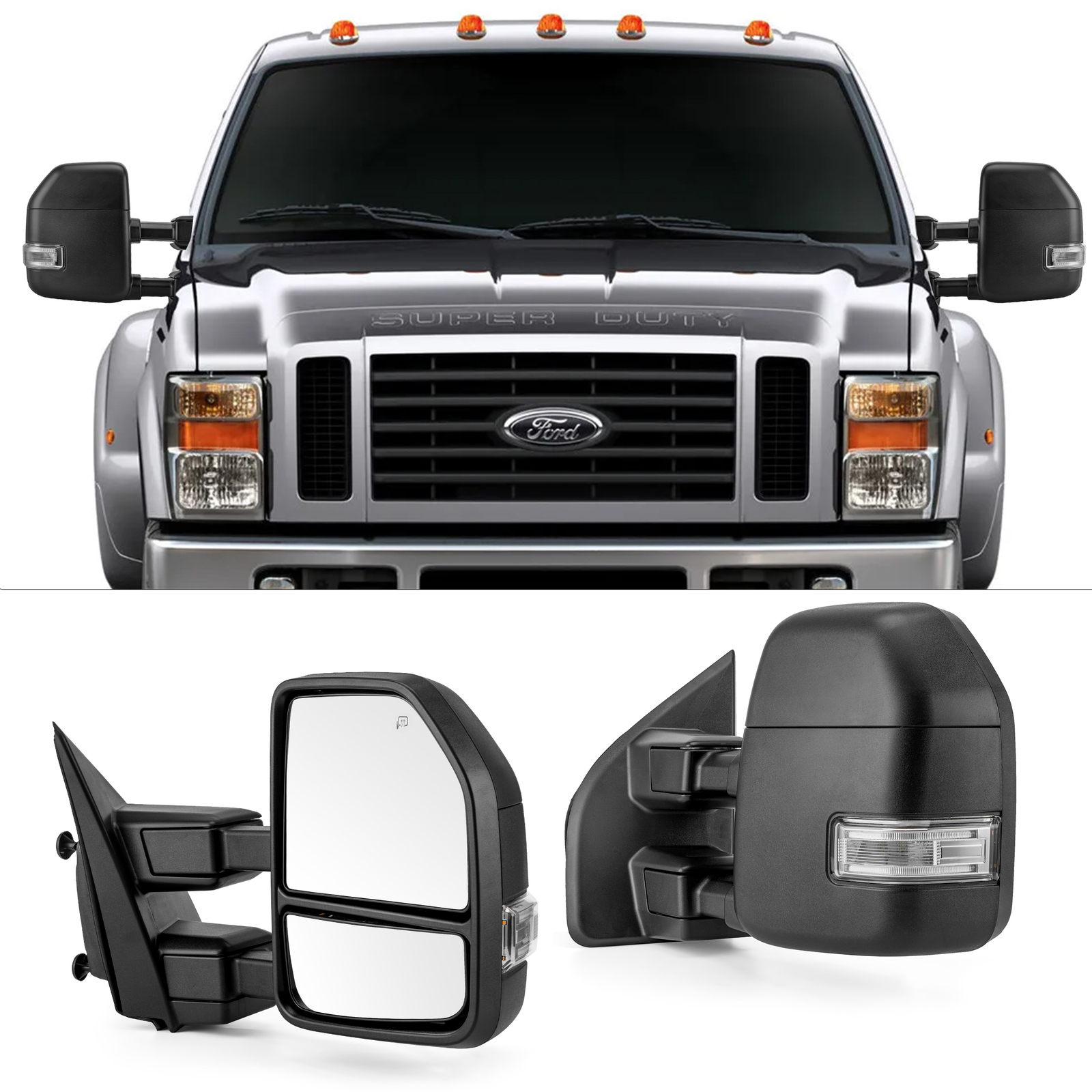 Pair Towing Mirrors For 2015-2020 Ford F-150 Pickup Power Heated Signal Sensor Pair Towing Mirrors For 2015-2020 Ford F-150 Pickup Power Heated Signal Sensor