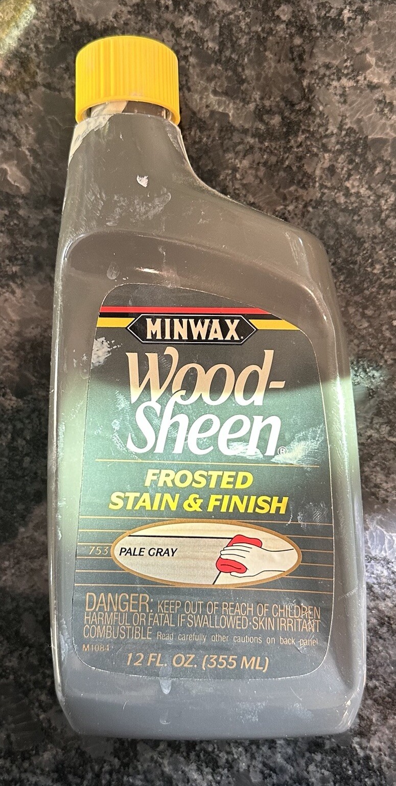 Minwax Wood-sheen Pale Grey Rare Color With Yellow Cap 12oz Bottle Minwax Wood-sheen Pale Grey Rare Color With Yellow Cap 12oz Bottle