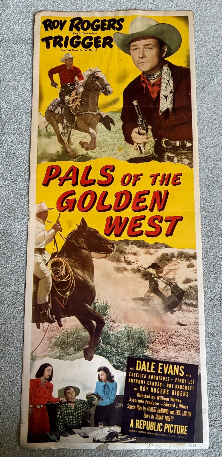 ROY ROGERS Pals of the Golden West Original 1951 Movie Insert Poster 14x36 Rare ROY ROGERS Pals of the Golden West Original 1951 Movie Insert Poster 14x36 Rare