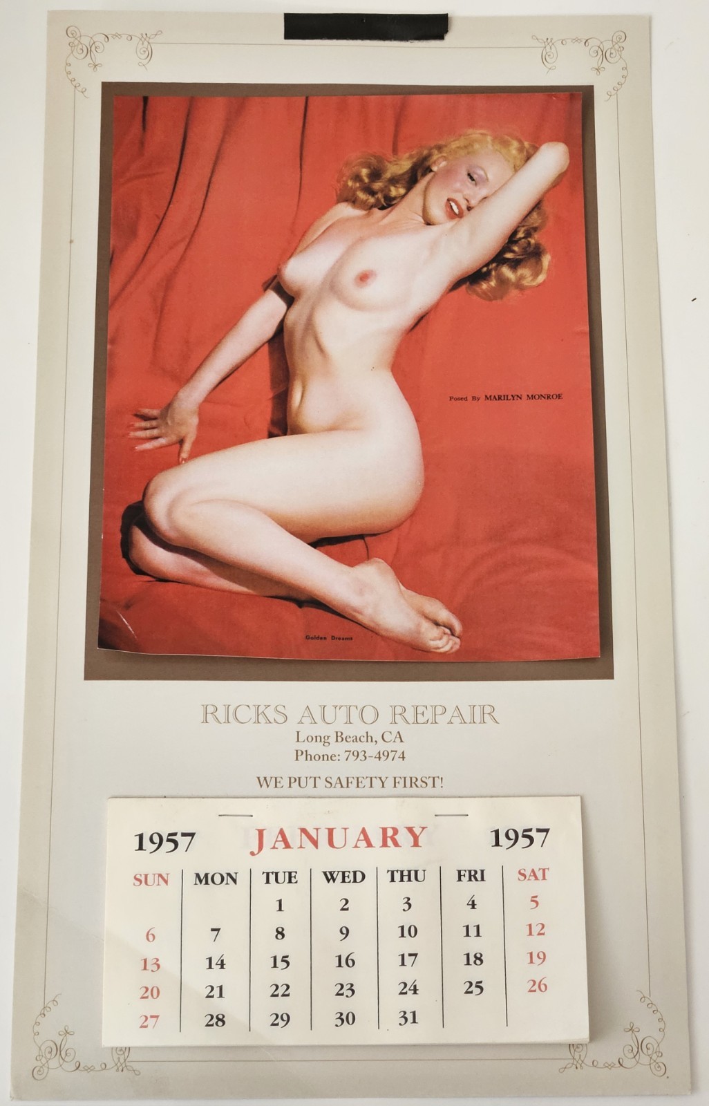 Vintage 1957 Marilyn Monroe Calendar Cover 