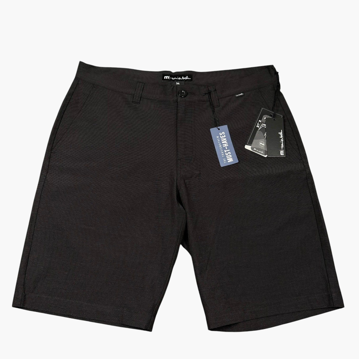 TravisMathew Beck Shorts Men 34 Black Stretch Performance Golf