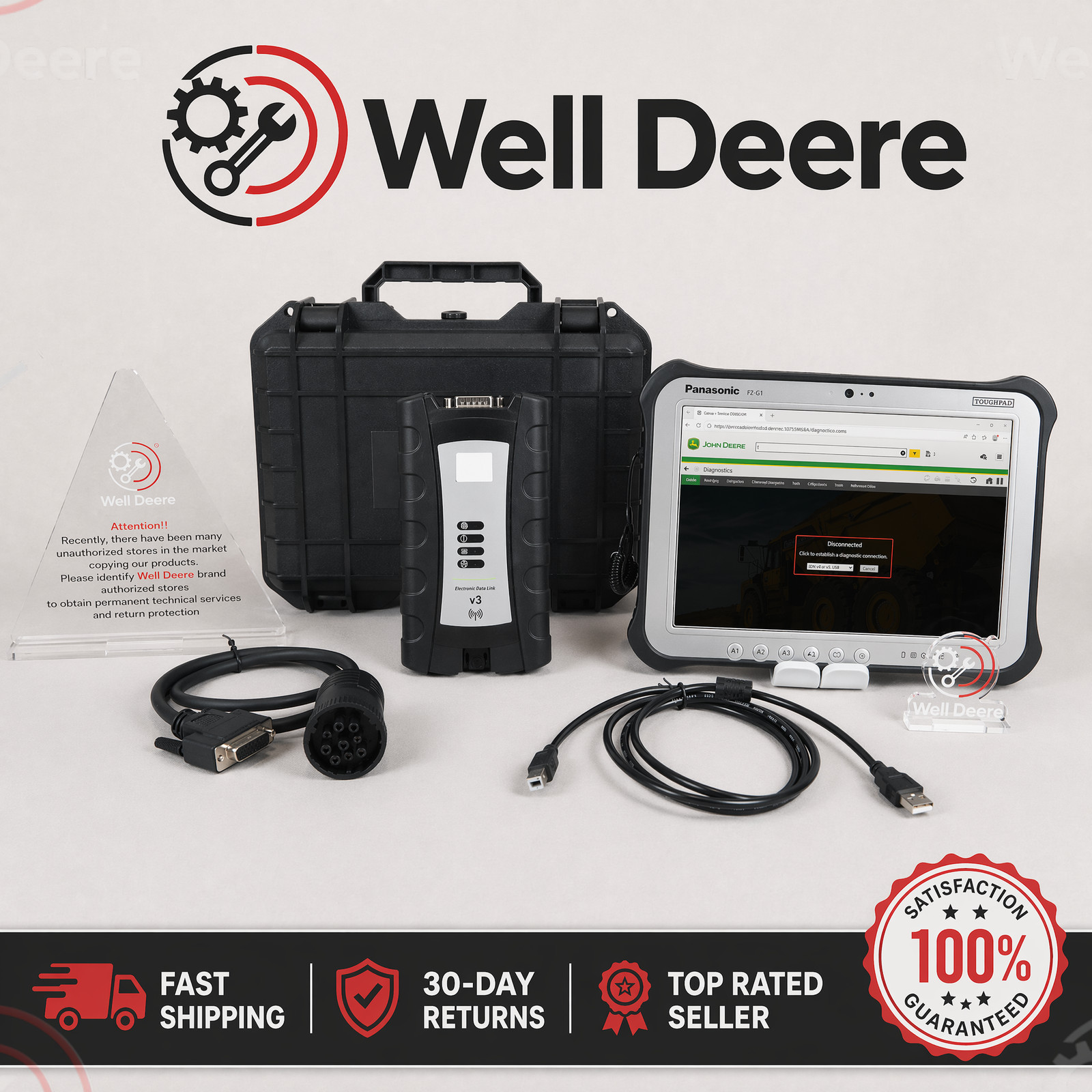 EDL V3 for John Deere Service Advisor Diagnostic tablet Tool Kit WITH V5.4 AG/CF