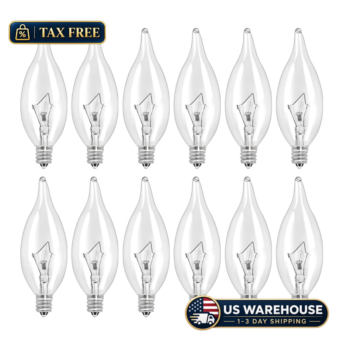 LinMiFo 12-Pack E12 B10 Clear Candelabra Base Bulb, 40W 120V Sw-40watt LinMiFo 12-Pack E12 B10 Clear Candelabra Base Bulb, 40W 120V Sw-40watt