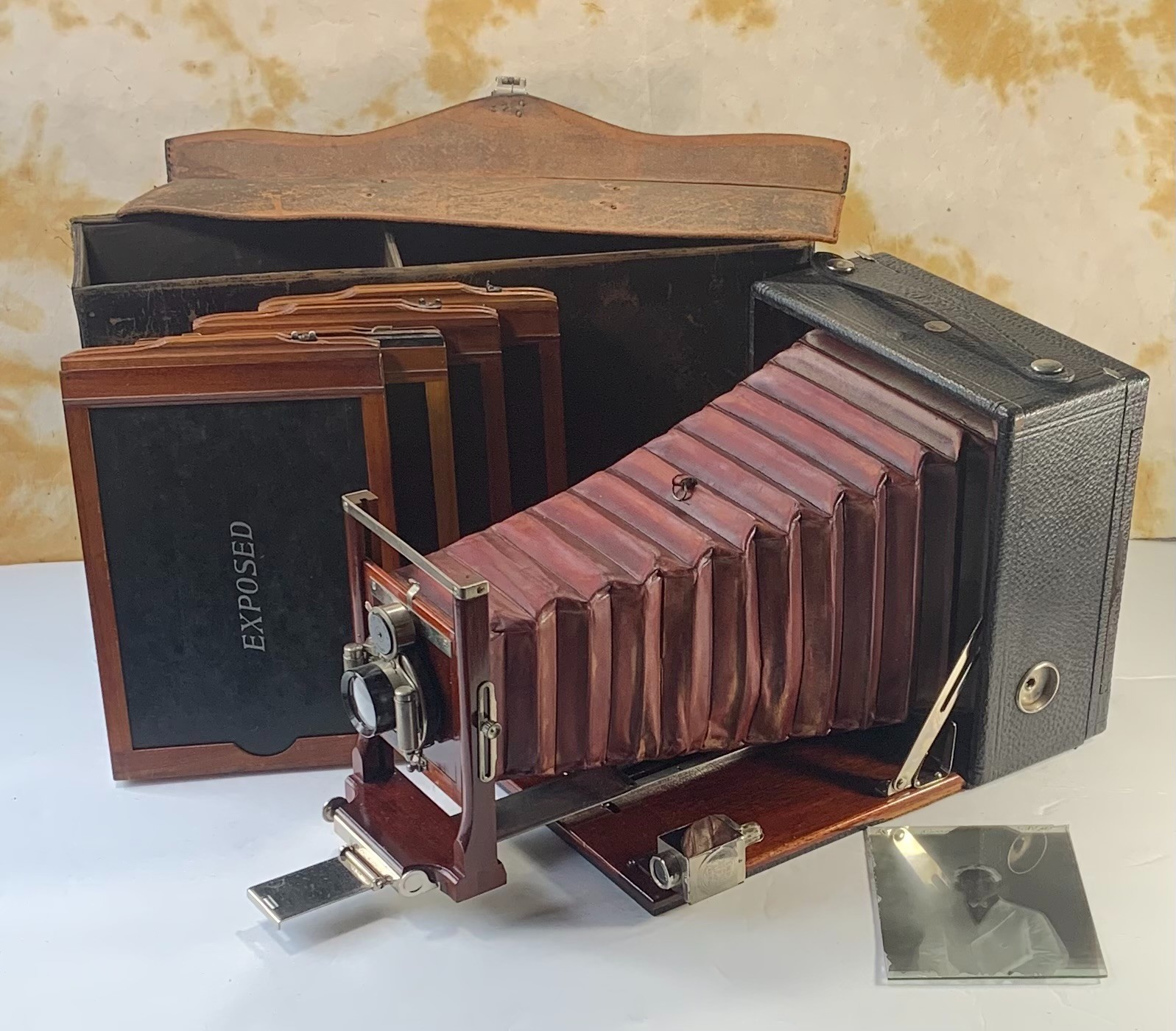 Antique Kodak Pony Premo No 4 Camera Wood Glass Plate Film 1900s Red Bellows