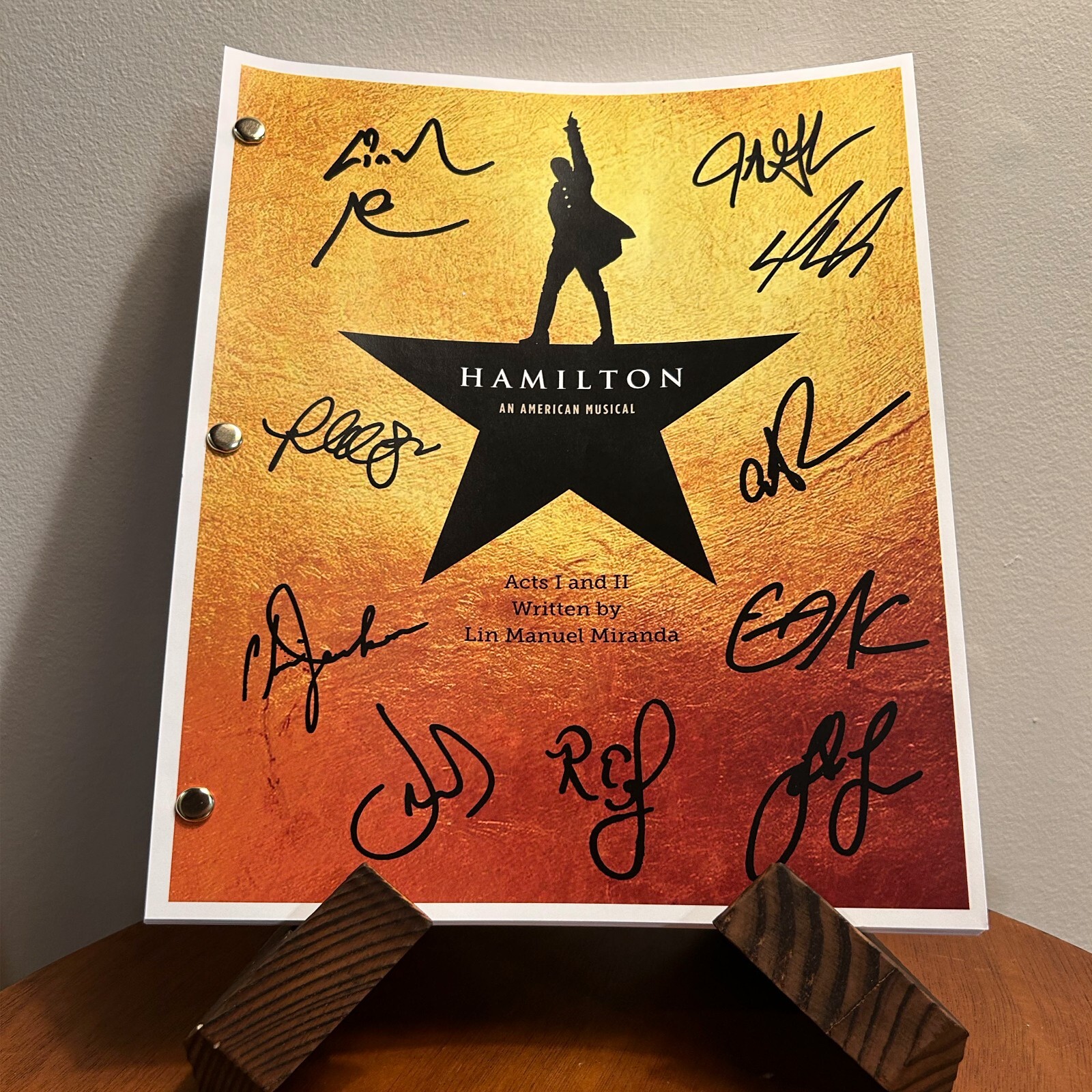Hamilton Autographed Signed Musical Script Reprint Full Cast Signed Lin Manuel
