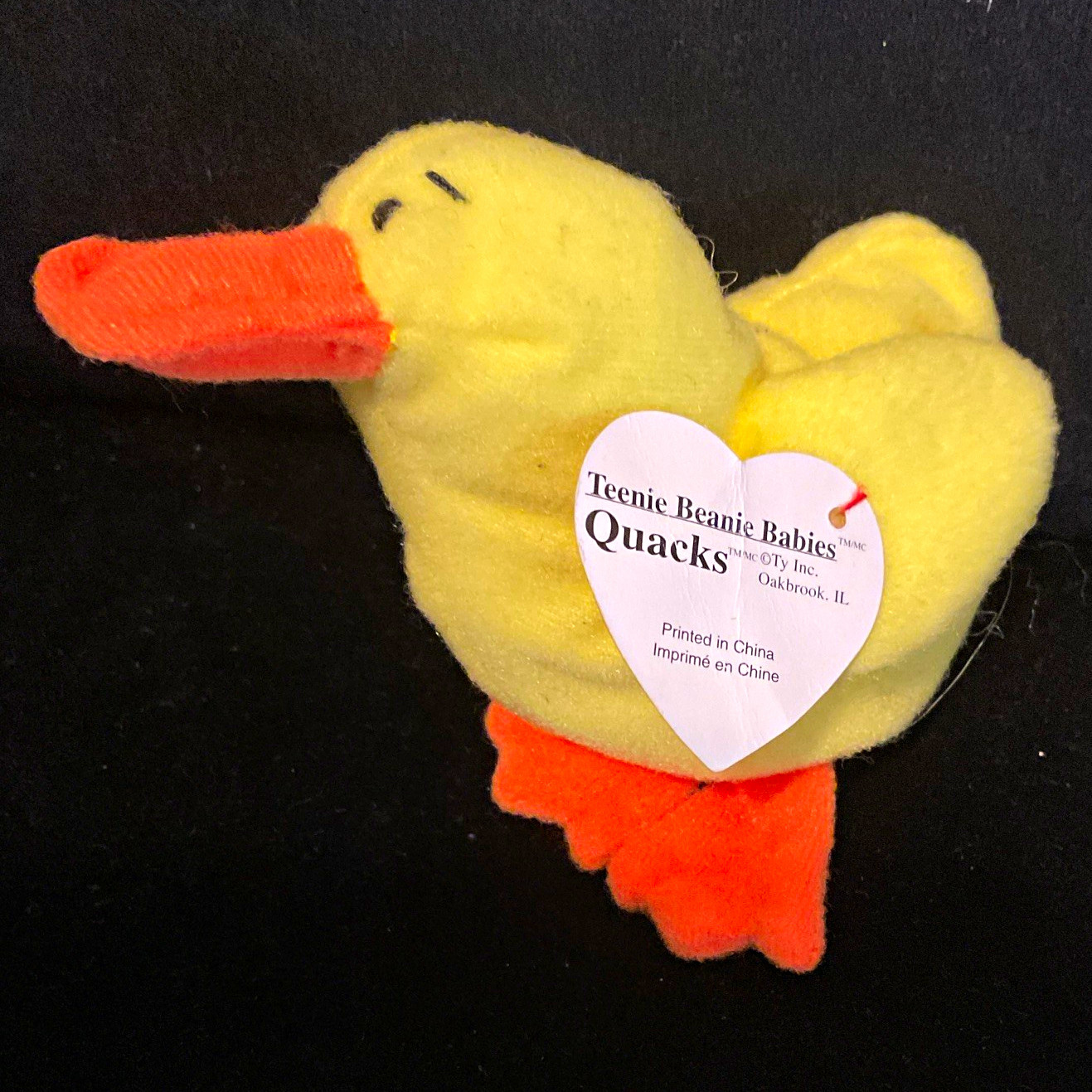 Ty Teenie Beanie Babies Quacks Duck Plush Retired Vintage 1995 Ty Teenie Beanie Babies Quacks Duck Plush Retired Vintage 1995