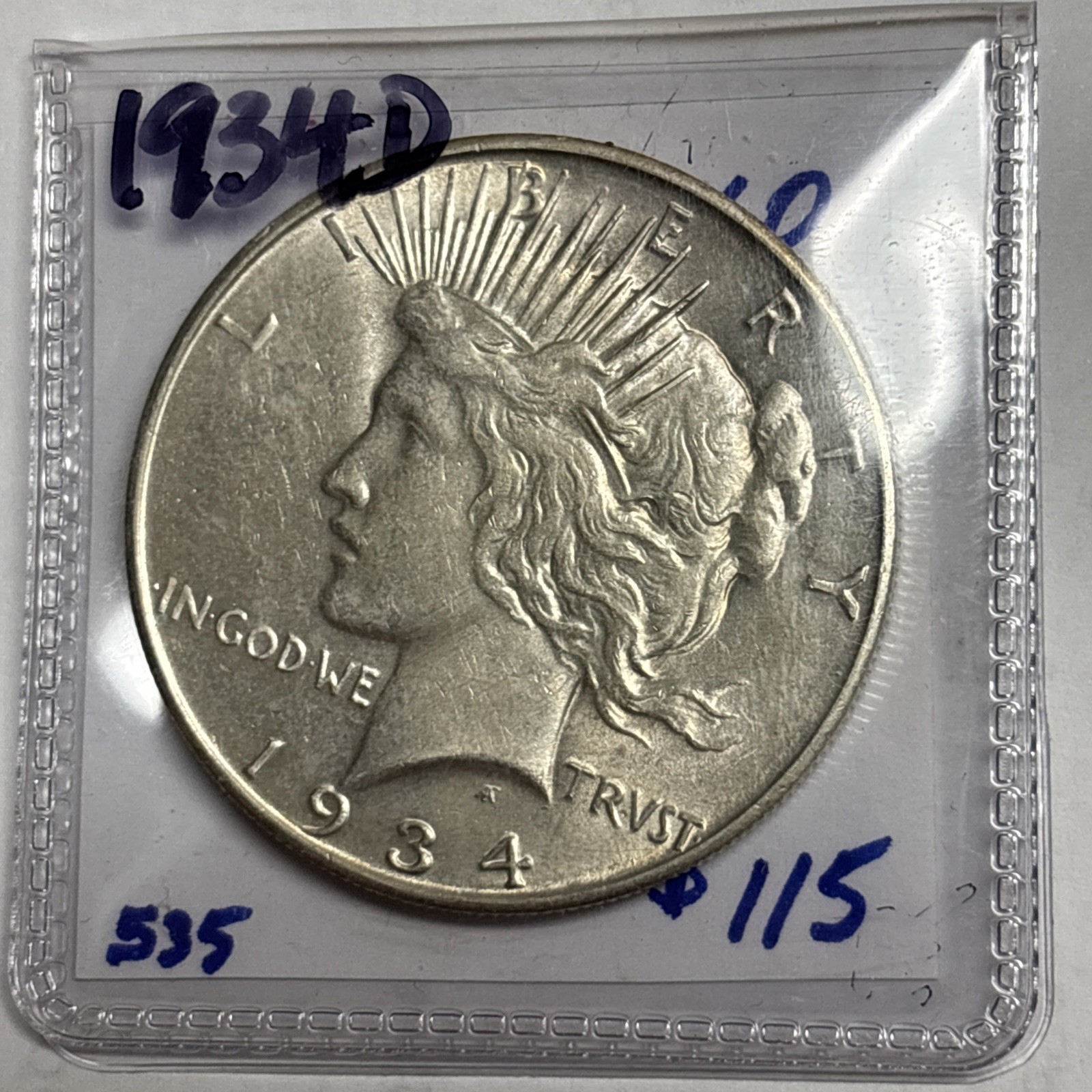 1934-D Peace Silver Dollar $1 Brilliant Uncirculated BU+ 1934-D Peace Silver Dollar $1 Brilliant Uncirculated BU+