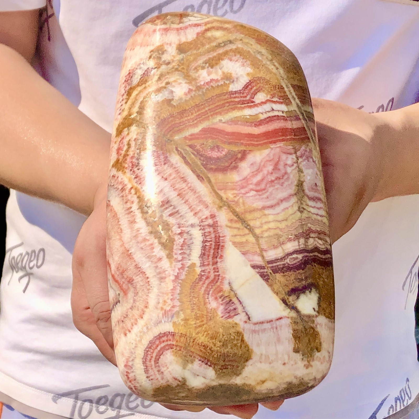 6.64LB Large beautiful Natural Red striped Pork Stone Landscape mineral specimen
