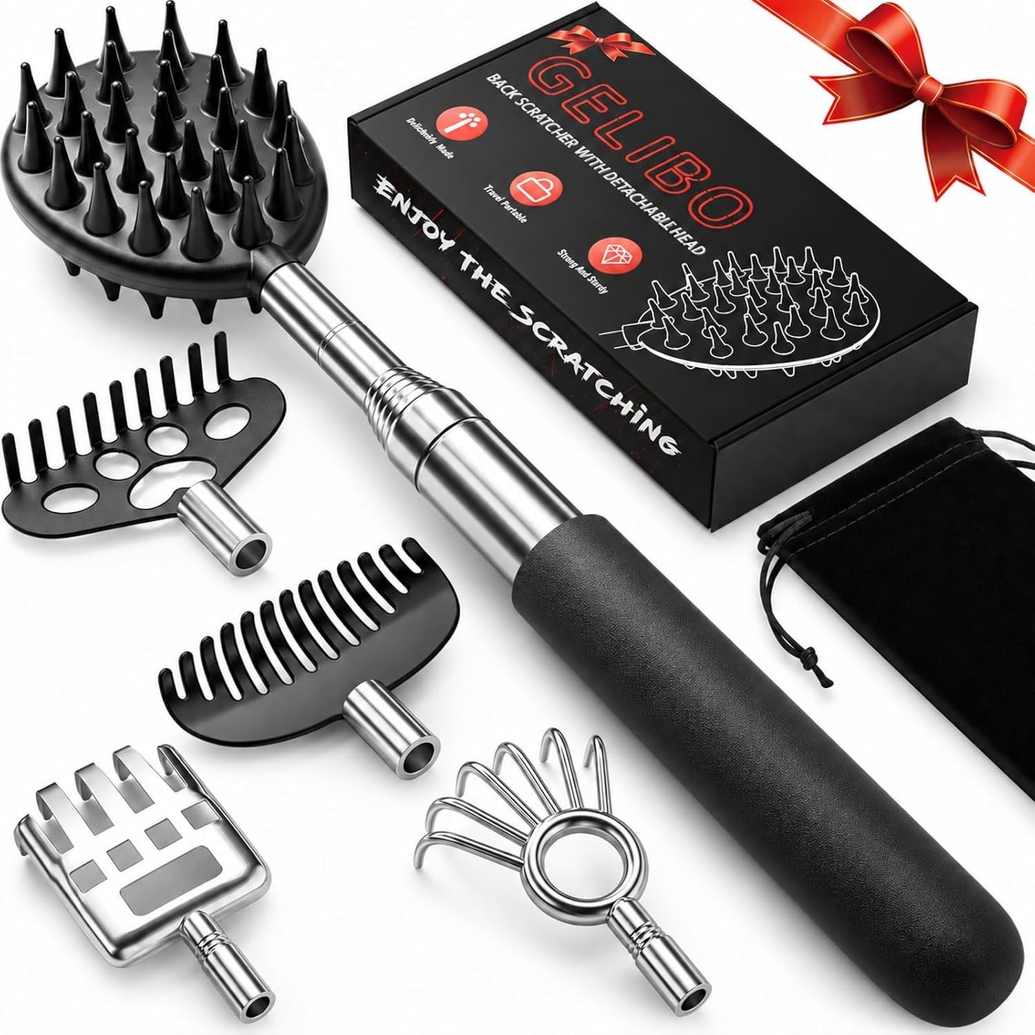 5-in-1 Telescoping Back Scratcher Set with Detachable Heads – Extendable & Trave 5-in-1 Telescoping Back Scratcher Set with Detachable Heads – Extendable & Trave