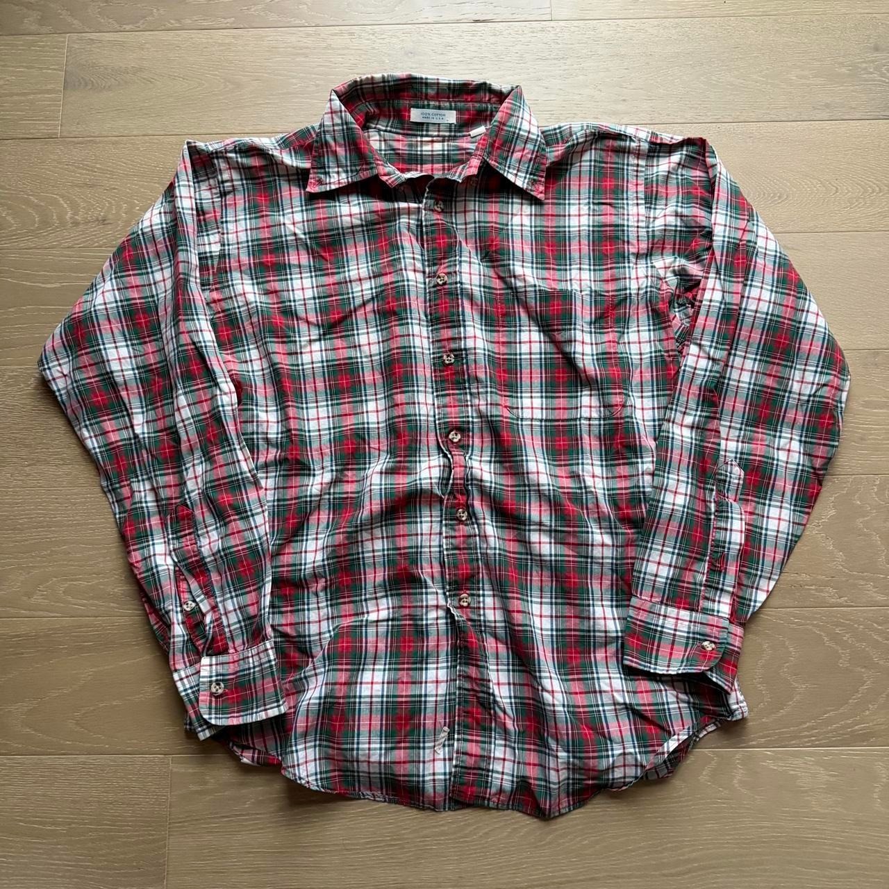 Vintage 1960s 70s Flannel Shirt Mens Large Red Green Plaid Cotton Made in USA Vintage 1960s 70s Flannel Shirt Mens Large Red Green Plaid Cotton Made in USA