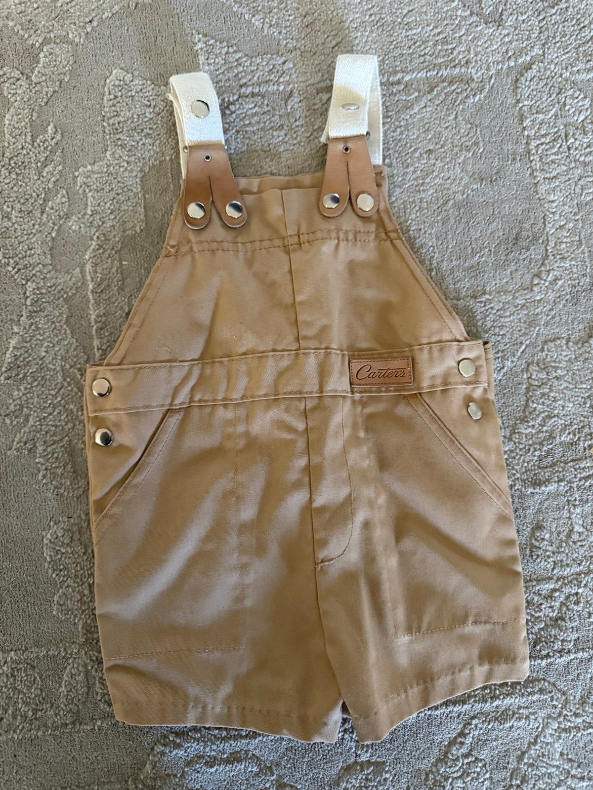 Vintage Carter\'s Baby Clothes Overall Shorts Tan Khaki, 1980\'s Size 2T Vintage Carter\'s Baby Clothes Overall Shorts Tan Khaki, 1980\'s Size 2T
