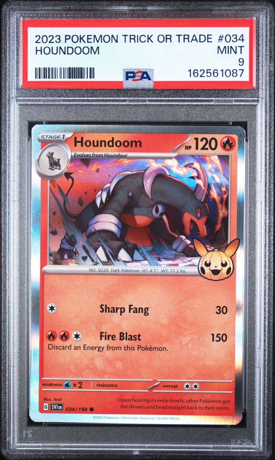 Graded 2023 Pokemon Trick or Trade Houndoom 034 Card Halloween PSA 9