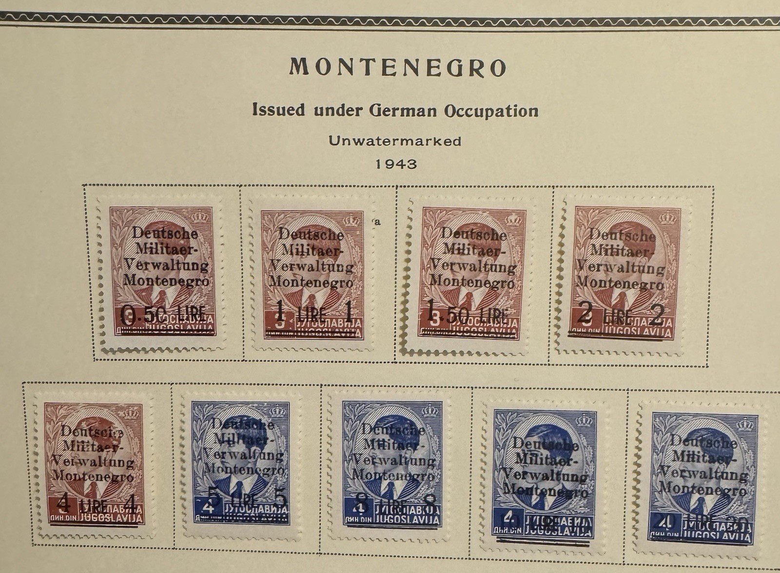German Occupation Montenegro stamps 1943 MI 1-9 MLH VF Complete Set Of 9 German Occupation Montenegro stamps 1943 MI 1-9 MLH VF Complete Set Of 9
